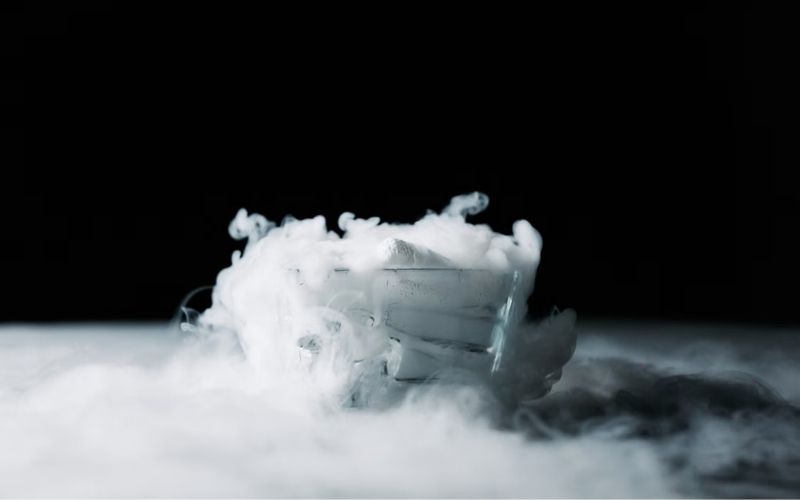 How long does dry ice last as it sublimates into visible vapor